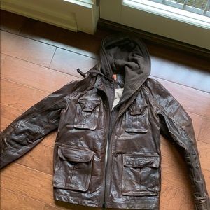 Man Hugo Boss leather jacket